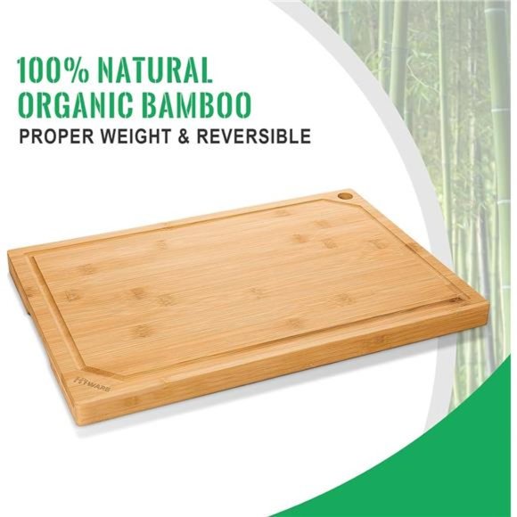 Extra Large Bamboo Cutting Board, Heavy Duty Wood Cutting Boards, 18" x 12" - Picture 8 of 8